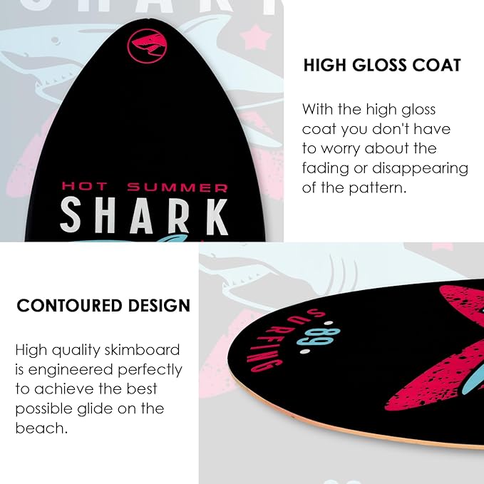 seething 35 Inch Skimboard with High Gloss Coat Wood Skim Board for Beginners,Kids, Teenagers, Adults and All Skimming