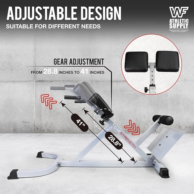 CAPHAUS 45 Degree Roman Chair Glutes Hamstring Workout Equipment for Muscle Strength Training Fitness, with Dip Station, Adjustable Hyperextension Ab Bench, Multi-Functional Back Machines