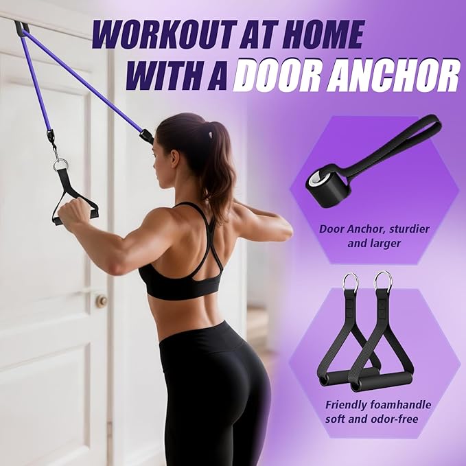 WHATAFIT Resistance Bands, Exercise Bands，Resistance Bands for Working Out, Work Out Bands with Handles for Men and Women Fitness, Strength Training Home Gym Equipment
