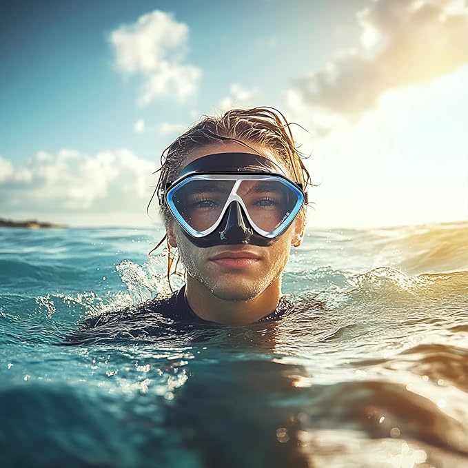 Scuba Diving Mask for Adults - Premium Anti-Fog Snorkeling Mask Comfortable & Leak-Proof Swim Goggles with Nose Cover for Scuba Diving, Snorkeling & Underwater Adventures