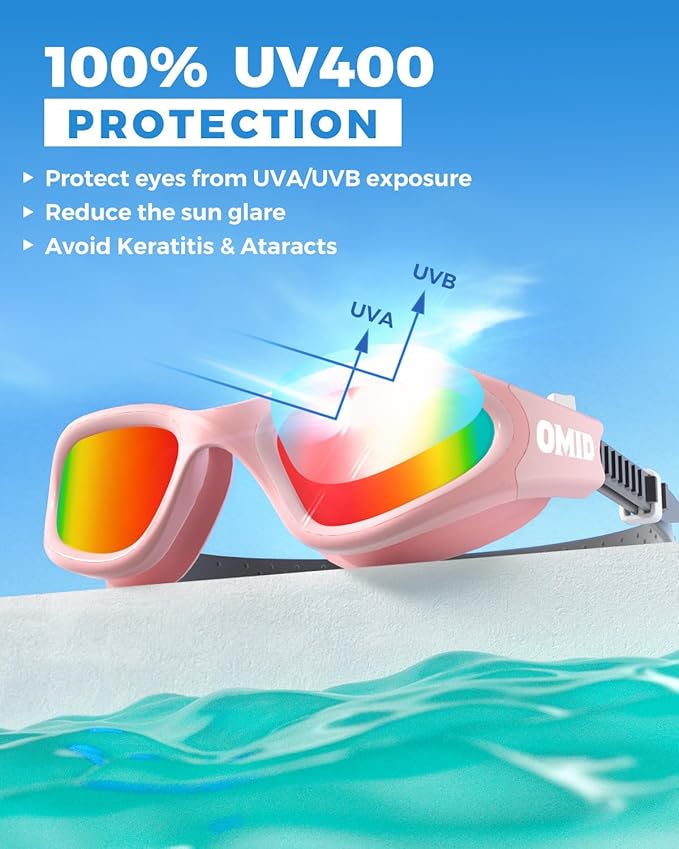 OMID Swim Goggles, P2 Polarized Swimming Goggles for Men Anti-fog Goggles Swimming for Adult Women