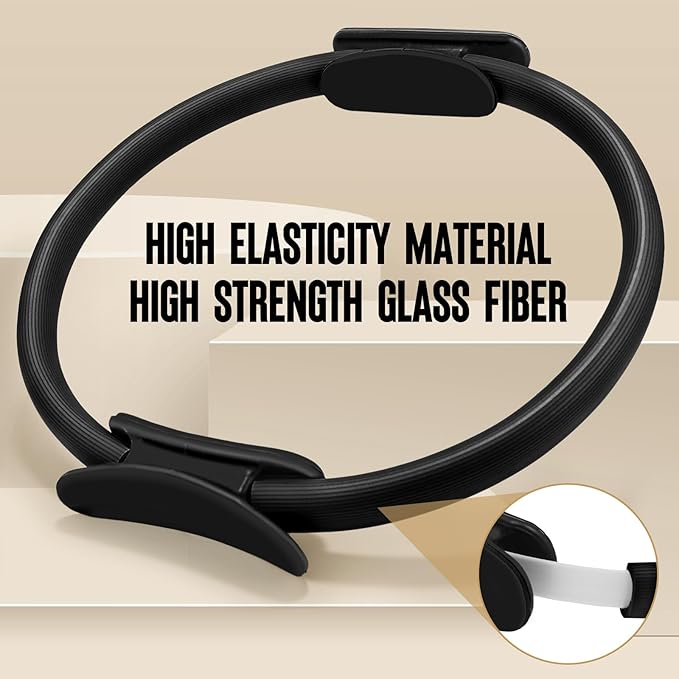 Pilates Ring Fitness Circle 14" Yoga Rings Magic Circle with Dual Padded Handles for Toning Arms, Thighs/Legs & Core，Home Exercise Equipment ﻿