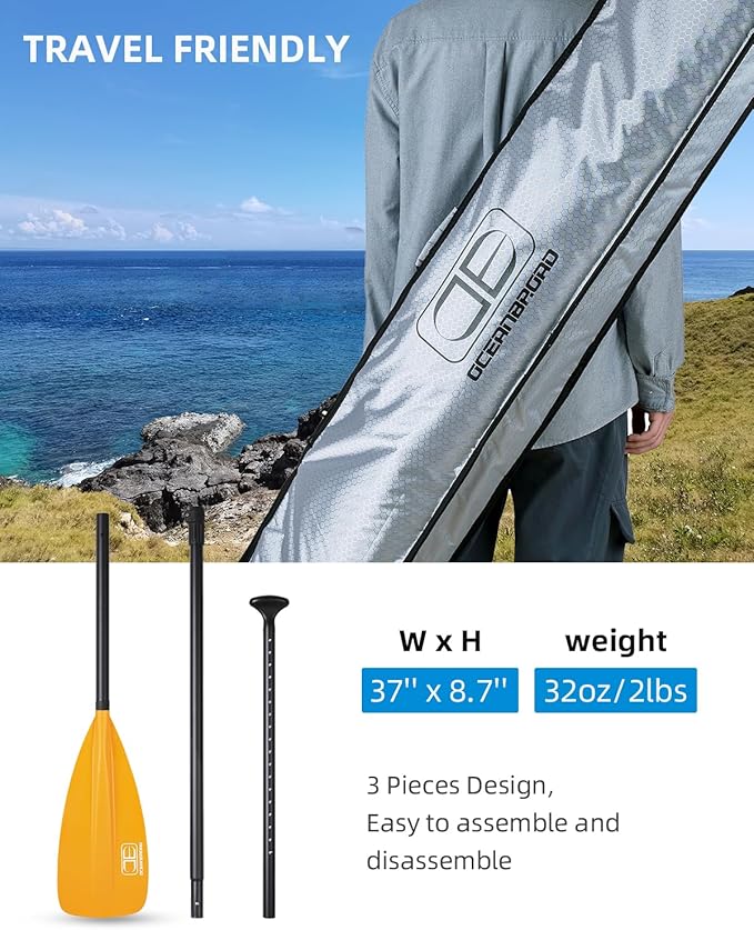 OCEANBROAD SUP Paddle - Adjustable Stand-Up Paddle for Paddleboard Kayak, Adjustable Aluminum Alloy Shaft with Reinforced Nylon Blades