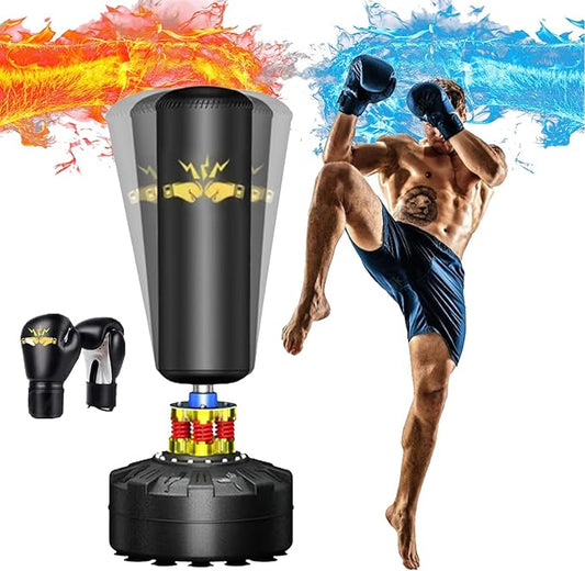 Punching Bag for Adults 70'', OKUGAFIT Freestanding Punching Bag for Adults -Suction Cup- Boxing Bag with Stand for MMA Muay Thai Fitness，Required Sand Refilling