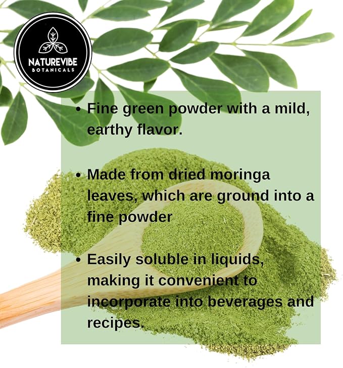 Naturevibe Botanicals Moringa Powder 5lbs | Made with Premium Quality Moringa Oleifera Leaf | Non GMO Gluten Free Vegan | Multi-Vitamin | Great in Drinks and Smoothies | 5 Pound Bulk Bag