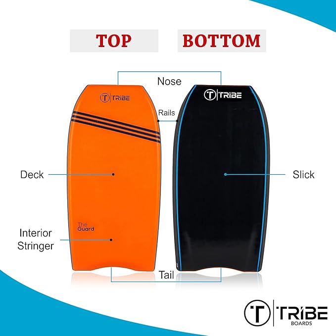 T Tribe Guard Bodyboards - Body Boards for Adults and Kids - Board for Waves - Boogie Board for Beach Bodyboarding (34", 36", 38", 39", 40", 41'', 42'', 43" & 44")