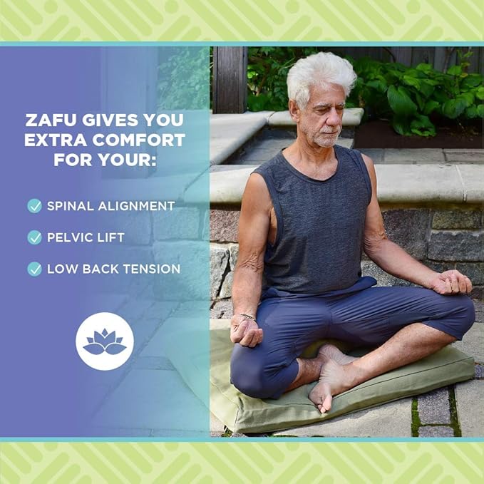 Bean Products Zafu Meditation Pillows for Sitting on Floor, Yoga Cushion, Cotton/Buckwheat Fill Yoga Pillow, Zafu Meditation Cushion, Zen Kneeling Prayer Pad- Made in USA - 14"x18" Oval - Stone Gray