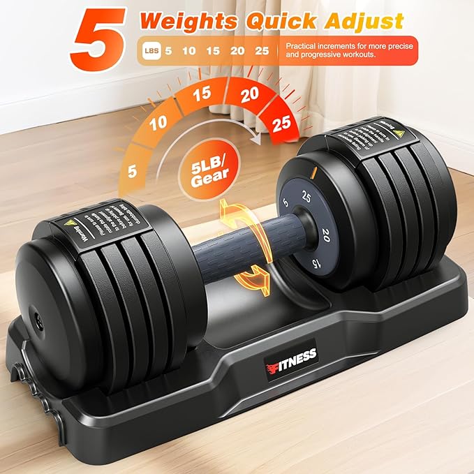 XDDIAS Adjustable Dumbbell Set of 2, 25/55/80LB Dumbbell Set-1Sec Adjustable Weights-5/10 in 1 Free Weights Dumbbells Set with Effortless Tray/No-Slip Handle-Compact Size for Women/Men at Home Gym