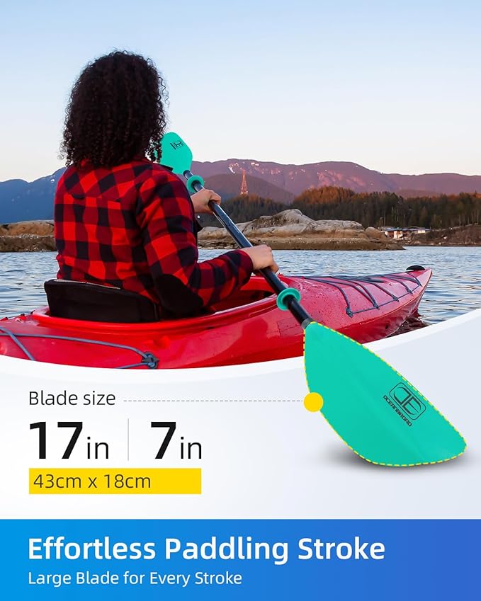 OCEANBROAD Kayak Paddle 86in/218cm, 90.5in/230cm Alloy Shaft 2-Piece Floatable Kayak Oar for Kayaking Canoeing Boating