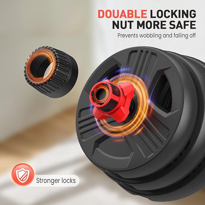 Adjustable Dumbbells, 20/30/40/55/60/70/80/90lbs Free Weight Set with Connector, 2 or 3 in 1 Dumbbells Used as Barbell, Kettlebells, Fitness Exercises for Home Gym Suitable for Men/Women