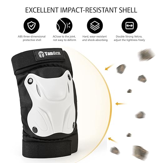 Skating Protective Gear Adult Youth Knee Pads and Elbow Pads Set, Skateboard Wrist Guards for Roller Skating Skateboarding Cycling White