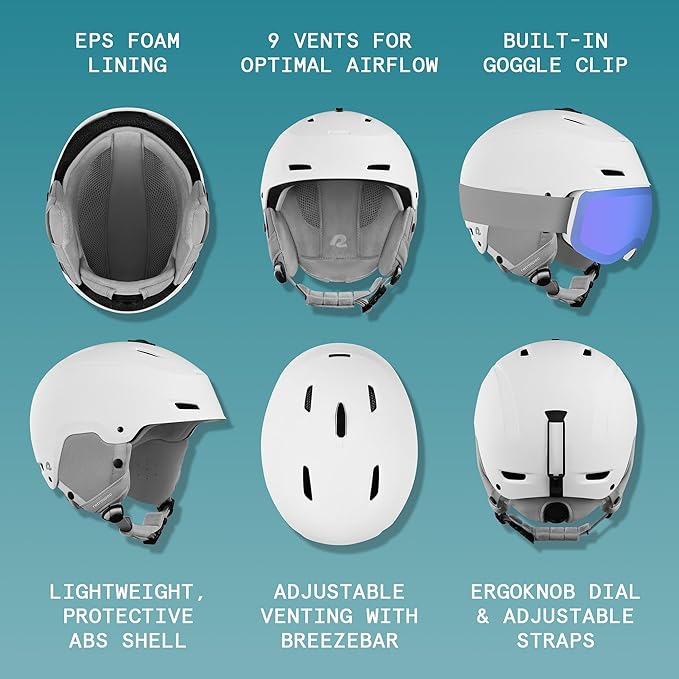 Retrospec Zephyr Ski Helmet - Snowboard Helmet for Adults & Youth - Adjustable Fit with Breathable Vents for Men, Women, Boys and Girls