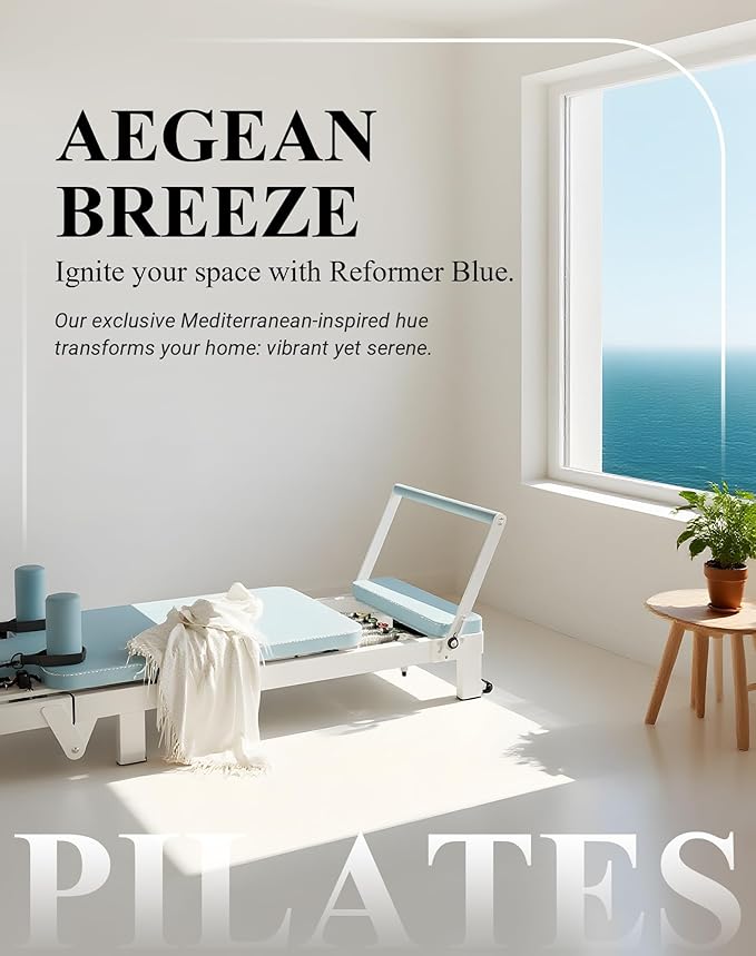 PAETA Pilates Reformer, Foldable Reformer Pilates Machine with Music Wire Springs, Pilates Equipment for Home Workouts with Jump Board, Up to 400 LBS