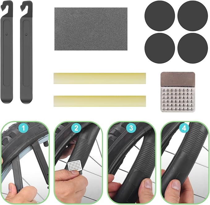 Teyssor Bike Repair Bag with Tire Pump, Bicycle Tire Repair Tool Kit, Portable Tool Bag with 16 in 1 Multitool All in One Bike Kit for Cycling