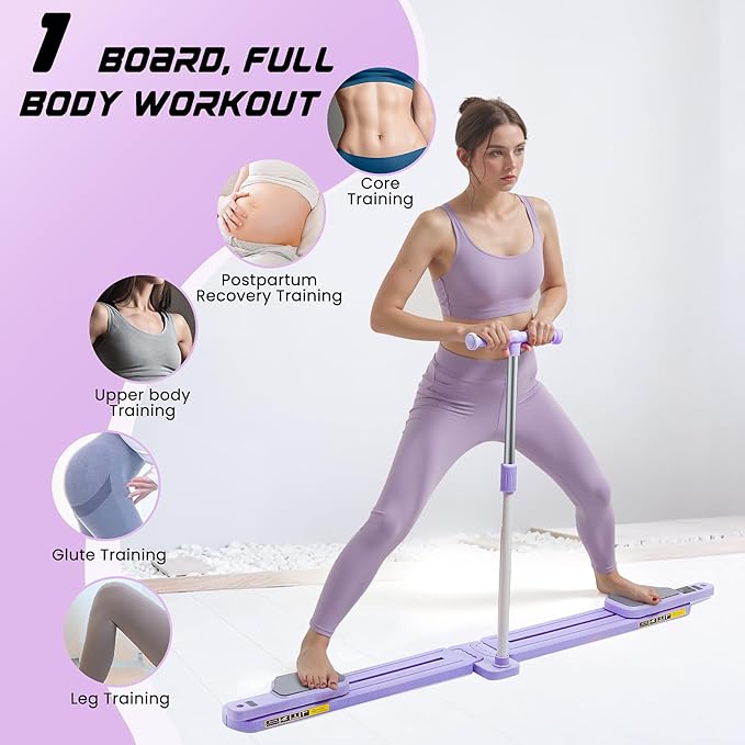 Pilates Equipment, Pilates Board - Multifunctional Pilates Reformer, Reformer Pilates Machine with Reps,Kcal & Timer Display, Home Pilates Kit with Resistance Bands - Workout Sets for Women