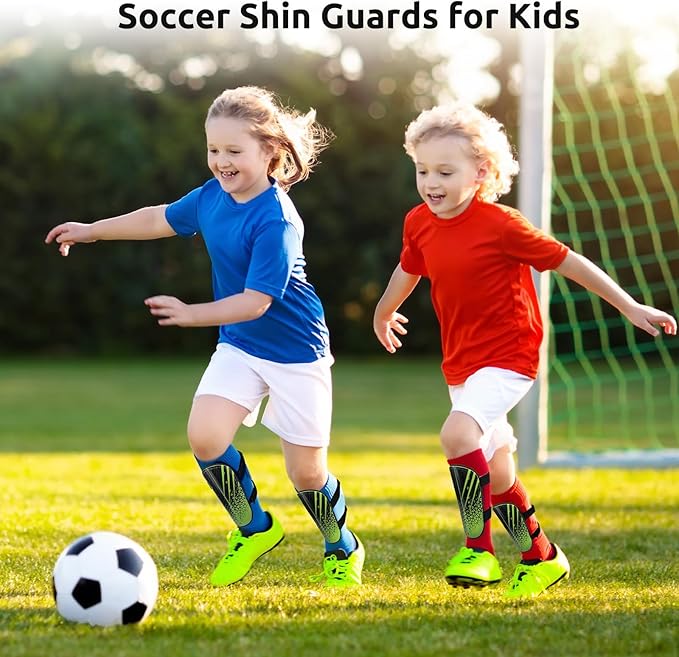 Shin Guards Soccer Youth Kids - Shin Guard for Boys Girls Teenagers Toddler 2-18 Years Old - Football Shin Pads Protection Equipment with Adjustable Straps