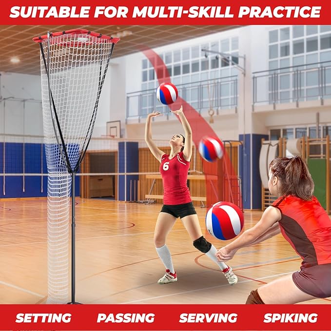 Volleyball Setter Training Net，Height & Angle Adjustable Volleyball Training Net with Metal Frame，Tripod Base for Indoor and Outdoor，Volleyball Training Equipment for Setting,Serving,Spiking