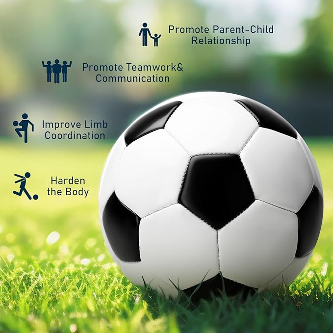 Soccer Ball Size 3/4/5 with Pump & Bag - Pack of 1, 2 or 3 - Official Size & Weight - Classic Black & White - Indoor Outdoor Use - Durable & Long-Lasting - Ideal Gift for Toddler, Kids, Youth & Adults