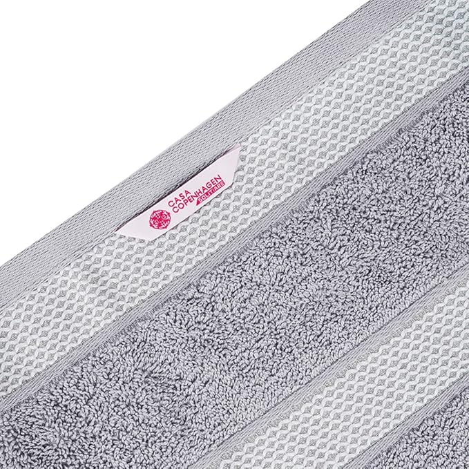 CASA COPENHAGEN, Solitaire, 600 GSM, 27x55 Inches Large Bath Towels, Set of 4 Towels, Super Soft and Absorbent, Egyptian Cotton Towels for Bathroom & Shower - Grey Violet