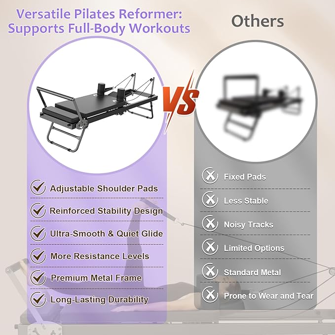 Pilates Reformer, Foldable Reformer Pilates Machine, Pilates Equipment for Home Women Use Gym Workout & Advanced and Beginners Users, Up to 400 lbs Weight Capacity Reformers
