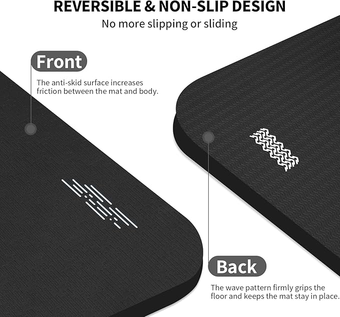 Hatha Yoga Extra Long TPE Yoga Mat 79" x 40” x 1/2" Thick Non-slip Exercise Mat for Home Gym Use, Yoga, Pilates, Fitness & Workouts