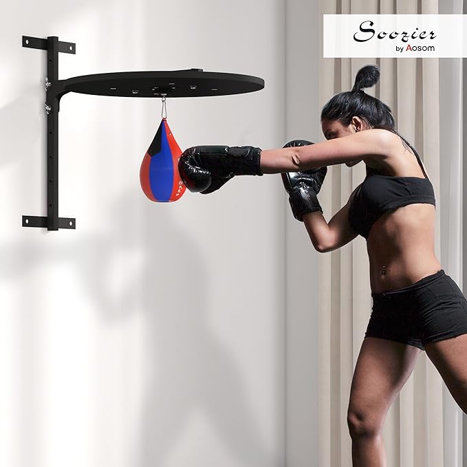 Soozier Wall Mounted Speed Bag Platform with 360-Degree Swivel, Adjustable Punching Bag for Home Fitness