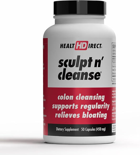 HEALTH DIRECT Sculpt n' Cleanse - Herbal Colon Cleanse for Digestive Health & Regularity - Natural Detox & Gut Flush Supplement - 50 Veggie Capsules