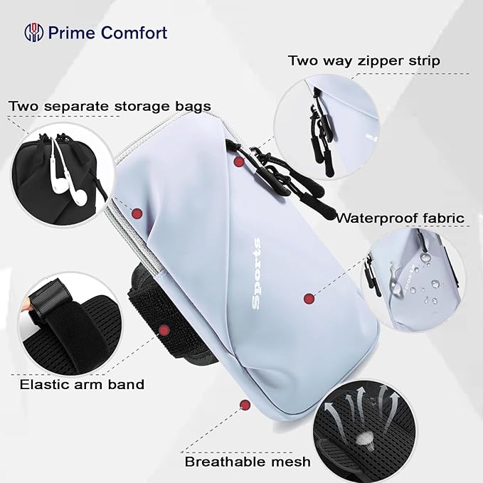 Cell Phone Carrier - Arm Band, Cross Body Bag, Holster for Women - Walking, Running - Light Blue