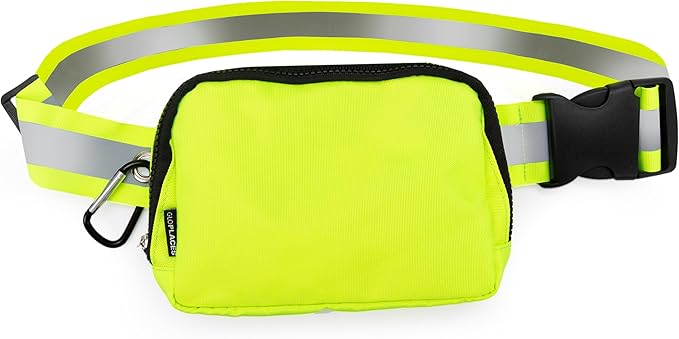 Reflective Belt Bag Night Sash for Night Safety - High Visibility Hip Bag Waist Pack with Large Storage Pouch - Adjustable Night Fanny Pack for Dog Walking, Hiking, Biking