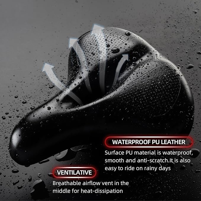 ROCKBROS Bike Seat Cushion for Men Women with Handle & Dual Shock Absorbing Ball Memory Foam - 3 Zone Concept Bike Saddle, Soft Wide Waterproof Mountain Bicycle Accessories