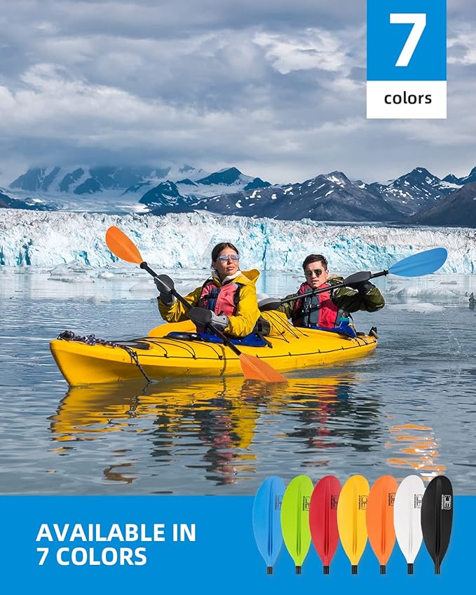 OCEANBROAD Kayak Paddle 86in/218cm, 90.5in/230cm, 95in/241cm Alloy Shaft Kayaking Boating Canoeing Oar with Paddle Leash