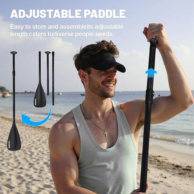 10' Inflatable Stand Up Paddle Board, Ultra-Light Wide Yoga Board for All Skill Levels with Premium SUP Paddleboard Accessories, 84L Waterproof Bag, Non-Slip Comfort Deck for Youth & Adults