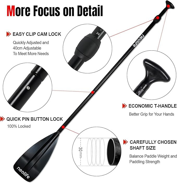 SUP Paddleboard Paddle with Aluminum Shaft and Nylon Blade, Lightweight Stand Up Paddle Board Oars, Adjustable170-210 cm/68-84 inch