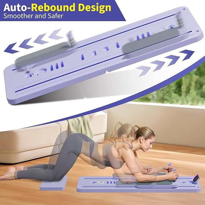 Pilates Reformer Set, ESBANY Pilates Board with Phone Holder, Multi-Purpose Foldable Pilates Reformer Machine, Portable Home Pilates Slider Board Equipment for Home Workout, Fitness, Exercise, Abs