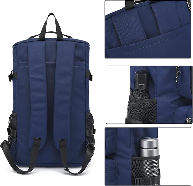 Kalesi Gym Duffle Bag Backpack 4-Way Waterproof with Shoes Compartment for travel Sport Hiking laptop (dark blue)