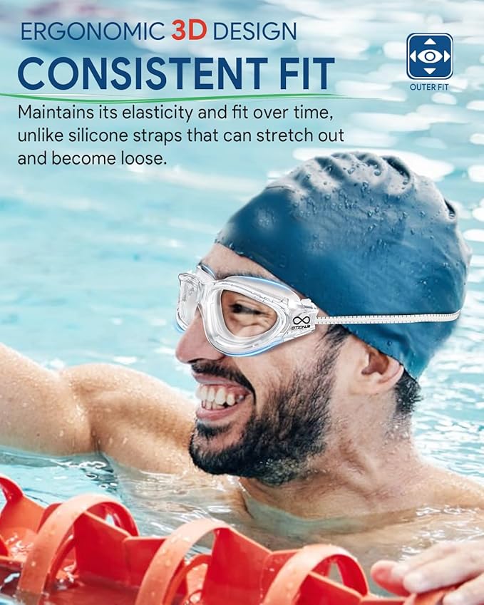 Swim Goggles, Polarized Adult Swimming Goggles Bungee Strap No Hair Pulling Anti-fog Pool Goggles for Men Women