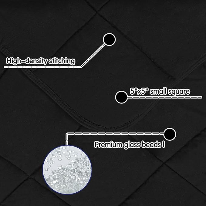 yescool Weighted Blanket (5 lbs, 36" x 48", Black) Cooling Heavy Blanket for Children Aged 5 and Above, 40-60 lbs, Breathable Blanket with Premium Glass Bead, Machine Washable