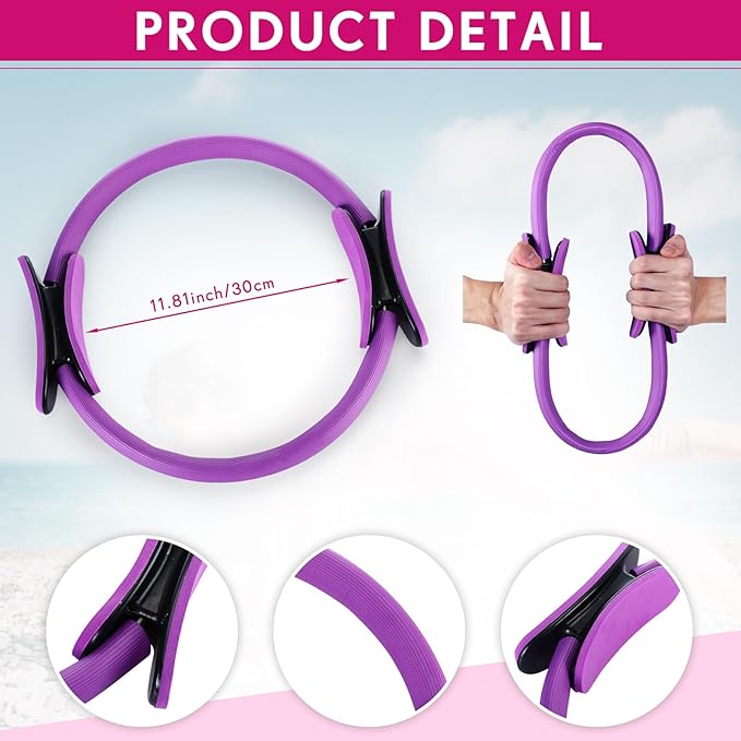 Syhood Pilates Ring 11. 81 Inch Pilates Circle Yoga Ring Magic Lightweight Flexible Workout Equipment for Fitness Physical Therapy Resistance Exercise Arms Legs