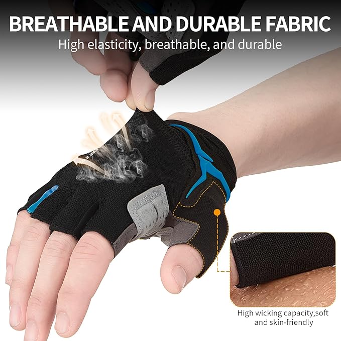Souke Sports Mens Cycling Gloves with Gel Pads Half Finger Bike Gloves Lightweight Anti-Slip Shock-Absorbing for MTB Road Biking