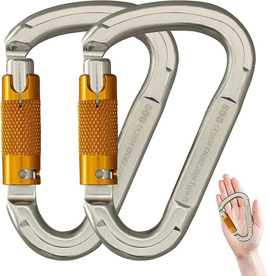 SOB Auto Locking Climbing Carabiner Clips,Heavy Duty Asymmetrical Carabiner Connector Used for Rappelling Gear Rescue Outdoor Projects Dog Leash