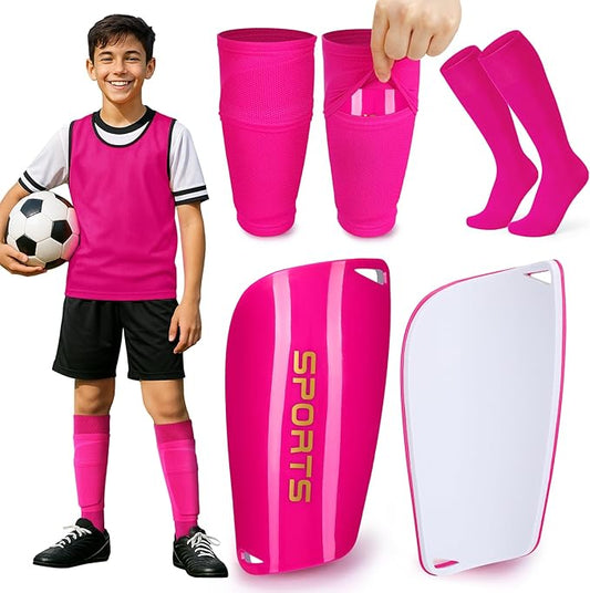 XZQTIVE Soccer Shin Guards with Shin Sleeves and Soccer Socks, Football Shin Pads Set for Kids Youth and Adult