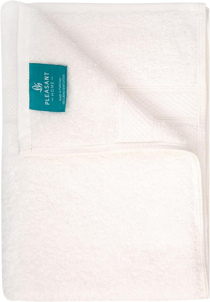 Pleasant Home Bath Towels Set of 6 (24” x 50”) 100% Cotton, 515 GSM | Lightweight, Soft & Absorbent Luxury Towels for Bathroom | for Gym, Pool & Spa | 6 Pack, White