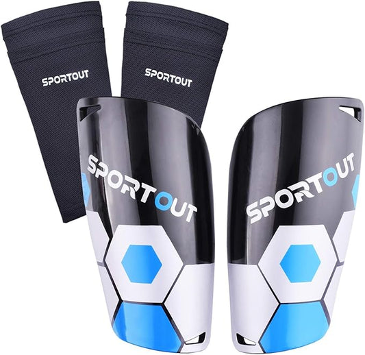 Sportout Soccer Shin Guards - Shin Guards Soccer Kids Youth Adult Protective Shin Pads with Sleeves and Insert Pocket for Boys Girls for Age 4-6, 6-8, 8-10,10-12,12-14,14-Adult