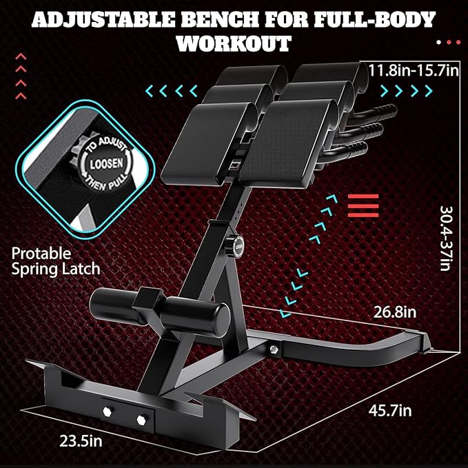 Roman Chair,Back Extension Bench,Multi Functional Ab Bench, Hyperextension Bench Abdominal Exercise, Leg Strength Trainer Home Men Women Full Body