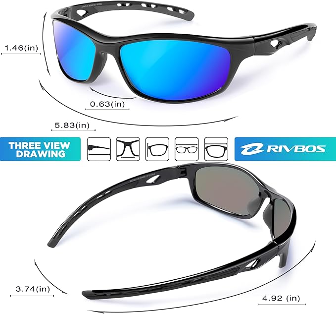 RIVBOS Sunglasses for Men Women Polarized UV Protection Sports Fishing Driving Shades Cycling RB833
