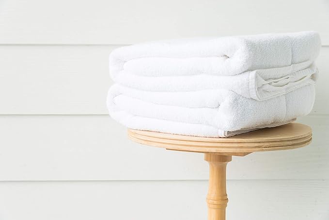 CH White Bath Towels Bulk - 22 x 44 Inches, 100% Cotton Economy Light Weight Towels for Commercial Use - Quick Dry, Ultra-Soft, and Absorbent Bulk Towels (6 Pack)