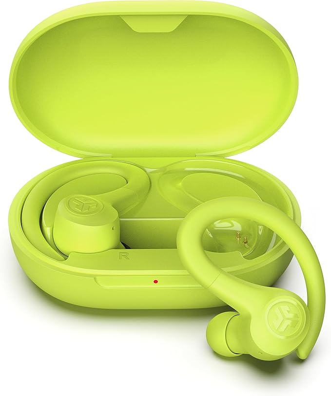 JLab Go Air Sport True Wireless Earbuds, Yellow, Featuring C3 Clear Calling, Secure Earhook Sport Design, 35+ Hour Bluetooth Playtime, and 3 EQ Sound Settings
