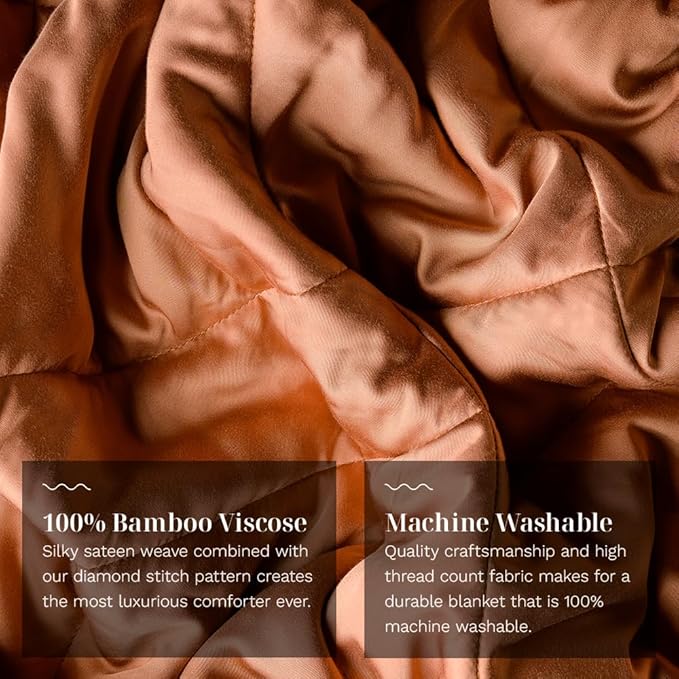 LUXOME Lightweight Blanket | 100% Rayon (Viscose) from Bamboo Fabric & Fill | Full/Queen - 86"x92" | Super Soft | Thermal-Regulating | Terracotta