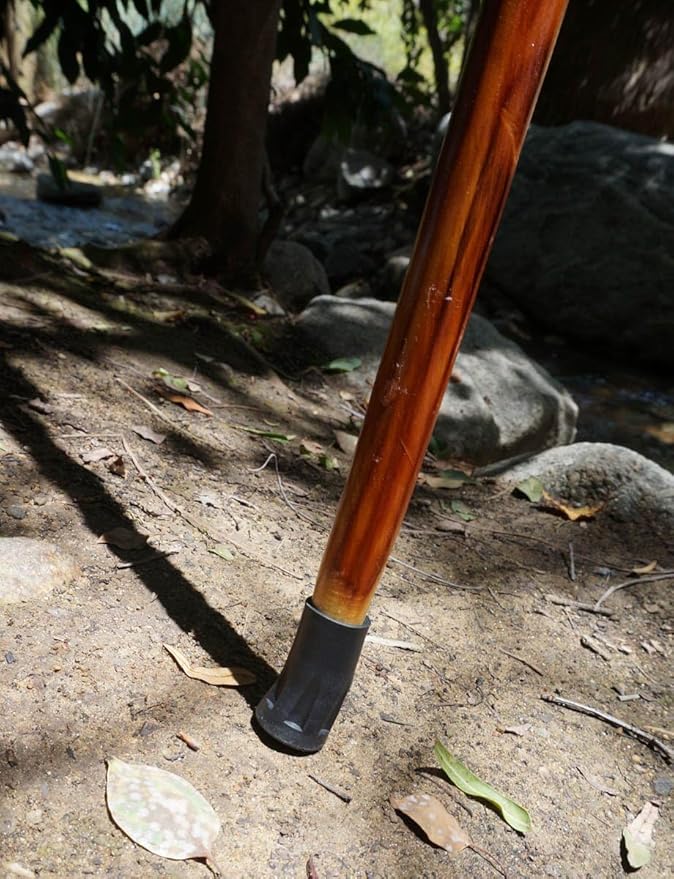 SE 60-Inch Natural Wood Walking Stick with Root Head & Steel Tip - Hand-Carved Floral Design, Huangtang Wood, Grooved Grip - WS631-60RH