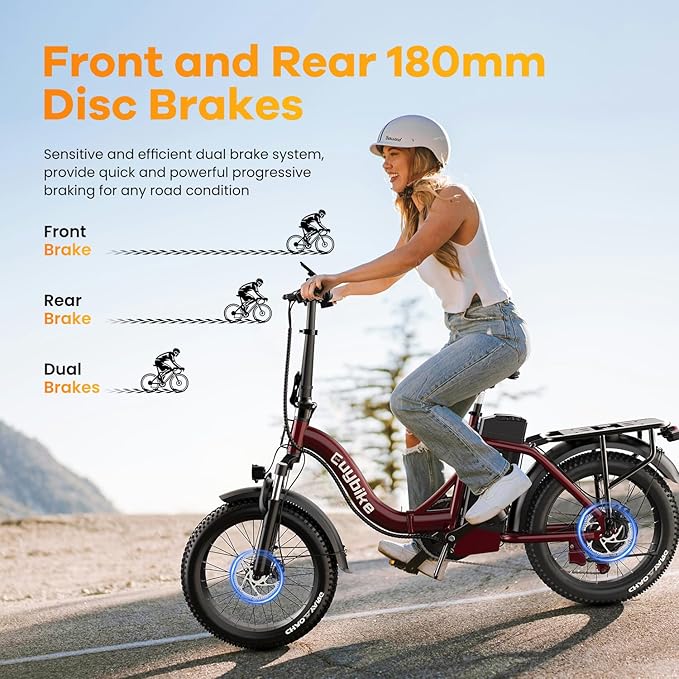 Folding Electric Bike for Adults with Peak 1000W Motor, 48V 20AH Battery up to 30MPH 80 Miles, 20" Fat Tire All Terrain Ebike, Front Suspension 7-Speed Commuter E Bike, Step-Thru, UL Certified